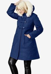 Faux Fur Trim Wool-Blend Coat