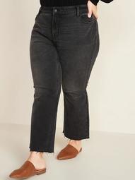 High-Waisted Secret-Slim Pockets Flare Plus-Size Cut-Off Ankle Black Jeans