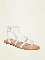 Strappy Faux-Leather Gladiator Sandals for Women