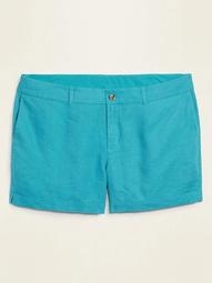 Mid-Rise Everyday Linen-Blend Plus-Size Shorts -- 5-inch inseam