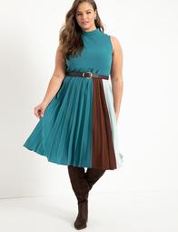 Pleated Colorblock Dress