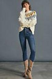 Pilcro High-Rise Faux Suede-Trimmed Skinny Jeans
