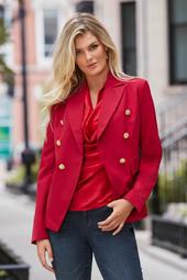 Crepe Double-Breasted Blazer