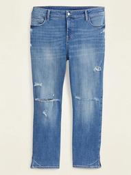 High-Waisted Secret-Slim Pockets Distressed Plus-Size Rockstar Super Skinny Cropped Jeans