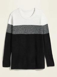 Cozy Color-Block Plus-Size Tunic Sweater