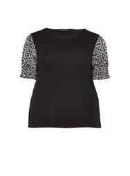 **DP Curve Black and White Leopard Print Top