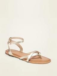 Strappy Faux-Leather Capri Sandals for Women