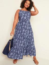 Floral-Print Cami Fit & Flare Plus-Size Maxi Dress