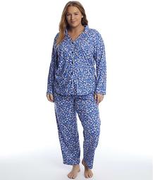 Plus Size Denim Ditsy Knit Pajama Set