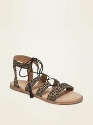 Faux-Suede Lace-Up Gladiator Sandals for Women   