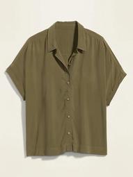Soft-Woven No-Peek Plus-Size Short-Sleeve Shirt 
