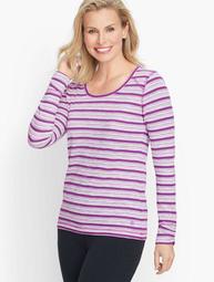Ruched Long Sleeve Stripe Tee