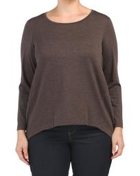 Plus Relaxed Long Sleeve Wool Blend Top