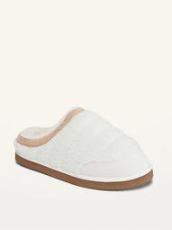 Quilted Sherpa Slide Slippers for Women