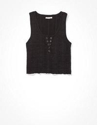 AE Cropped Henley Tank Top