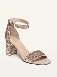Glitter Block-Heel Sandals for Women