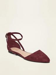 Faux-Suede D'Orsay Ankle-Strap Flats for Women
