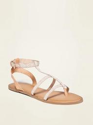 Geometric-Print Gladiator Sandals for Women