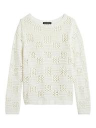 Pointelle Boat-Neck Sweater