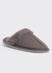 Gray Faux Fur Lined Cozy Slippers