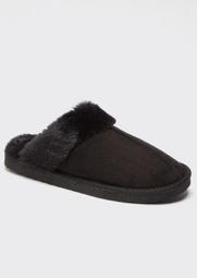 Black Faux Fur Lined Cozy Slippers
