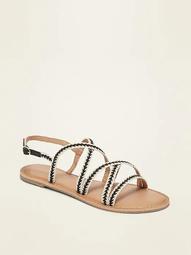 Strappy Webbed-Textile Slingback Sandals for Women