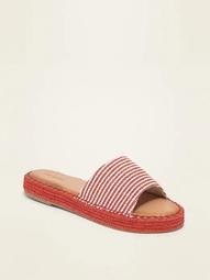 Striped Espadrille Slide Sandals for Women