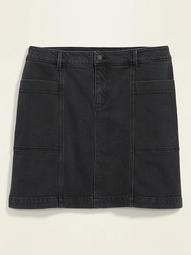 High-Waisted Secret-Slim Pockets Plus-Sized Black Jean Skirt