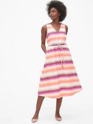 Sleeveless Midi Dress in Linen-Cotton