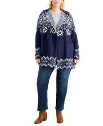 Plus Size Snowflake-Print Cardigan, Created for Macy's