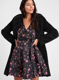 Floral Puff-Sleeve Wrap Dress