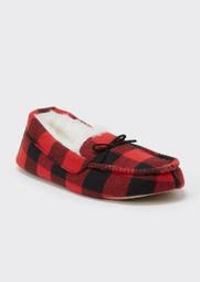 Red Buffalo Plaid Faux Fur Lined Moccasin Slippers
