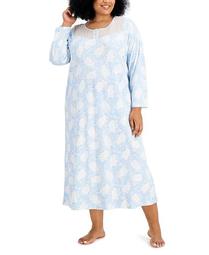 Plus Size Cotton Brushed Knit Nightgown, Created for Macy's