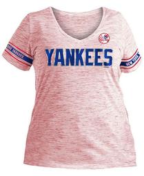 Women's Plus New York Yankees Space Dye Sleeve T-Shirt