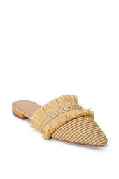 Woven Raffia Iridescent-Pearls Shoe