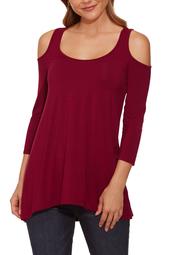 Cold Shoulder High-Low Trapeze Tunic Top