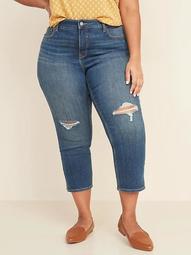 High-Waisted Secret-Slim Pockets Distressed Rockstar Super Skinny Plus-Size Cropped Jeans