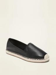 Faux-Leather Espadrille Flats for Women 