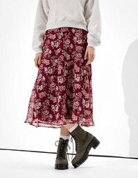 AE Floral Chiffon Midi Skirt