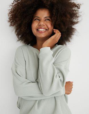 American Eagle Aerie Waffle Fleece Oversized Sweatshirt Shop Scenes