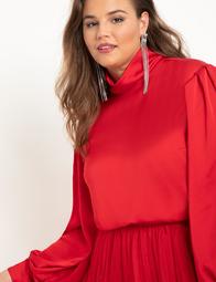 Poet Sleeve Blouse With High Neck