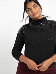 Sequin Mock Neck Sweater