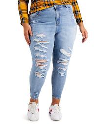 Trendy Plus Size High-Rise Destructed Skinny Jeans