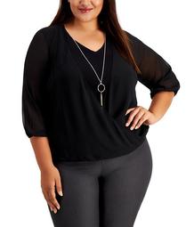Plus Size Surplice Necklace Top, Created for Macy's