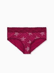 Berry Pink Starry Night Wide Lace Cotton Cheeky Panty