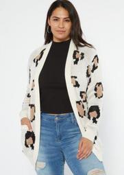 Plus Cream Leopard Print Cardigan