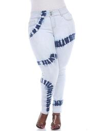 Women's Plus Size Tie Dye Light Blue Denim Jeans
