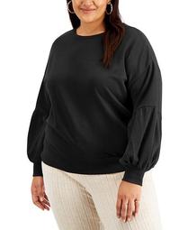 Trendy Plus Size Puff-Sleeve Sweatshirt