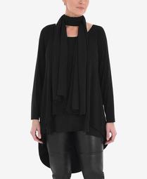 Women's Plus Size Overlayer Tunic with Tie Detail