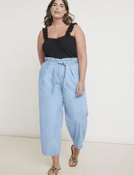 Chambray Paperbag Waist Culotte